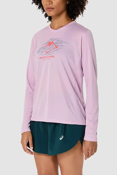 Asics Fujitrail Logo Long Sleeve Running T-shirt In Light Ube, Women's At Urban Outfitters