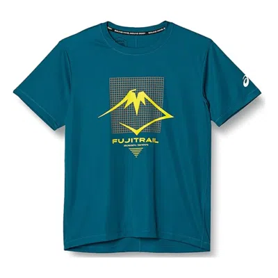 Asics Fujitrail Logo Ss Top 'ink Teal' In Blue