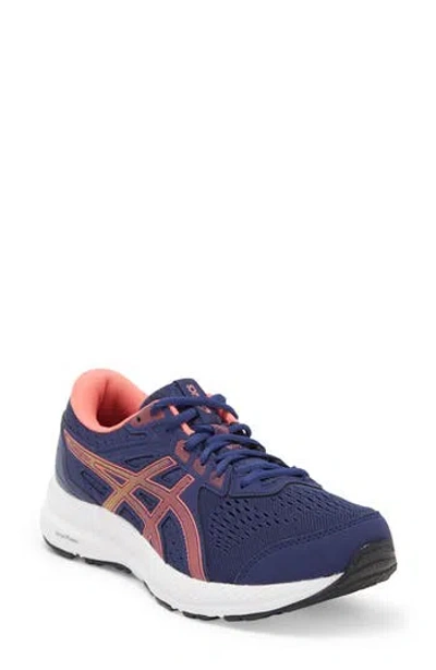 Asics Gel-contend 8 Womens Mesh Fitness Running & Training Shoes In Indigo Blue/papaya