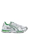 Asics Breathable Mesh And Synthetic Leather Sneakers In Silver