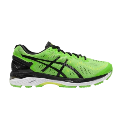 Pre-owned Asics Gel Kayano 23 Green Gecko T646n-8590 In Green Gecko/black/safety Yellow
