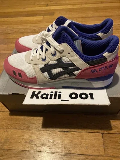 Pre-owned Asics Gel-lyte Iii White Black Pink Kith Kithstrike Rf Ronnie Fieg H301n-0190 B In White Pink