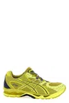 Asics Mesh Rubber Sole Sneakers With Branded Heel In Yellow