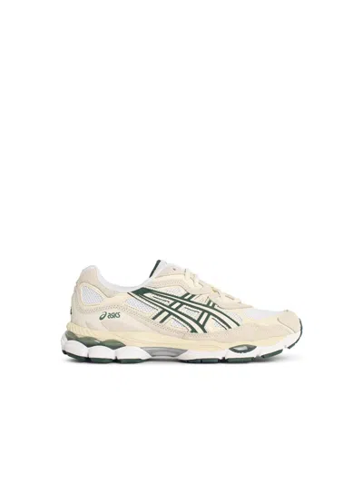 Asics 'gel Nyc' Sneakers In Ivory And Forest Green Lear Blend In Gray