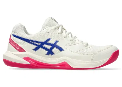Pre-owned Asics Geldedicate 8 Indoor (women's) Sneakers In Cream/dark Cobalt Blue In Multi