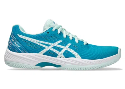 Pre-owned Asics Gelgame 9 Clay/oc (women's) Sneakers In Teal Blue/white