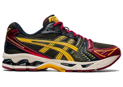 Pre-owned Asics Gelkayano 14 Sneakers In Olive Canvas/honey In Multi