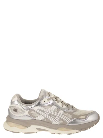 Asics Gel-nyc 2.0 - Leather And Mesh Trainers With Metallic Inserts And Cushioned Sole In Silver