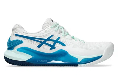 Pre-owned Asics Gelresolution 9 Clay (women's) Sneakers In White/teal Blue In Multi