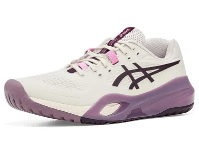 Asics Gel-resolution X Women's Tennis Shoes Soft Oat/dark Aubergine: 10.5 D - Wide In Multi