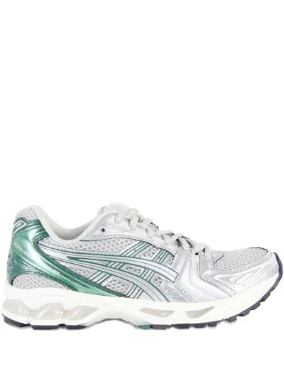 Asics Grey Synthetic Leather Sneakers In Silver