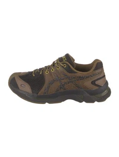 Pre-owned Asics Leather Animal Print Athletic Sneakers In Green