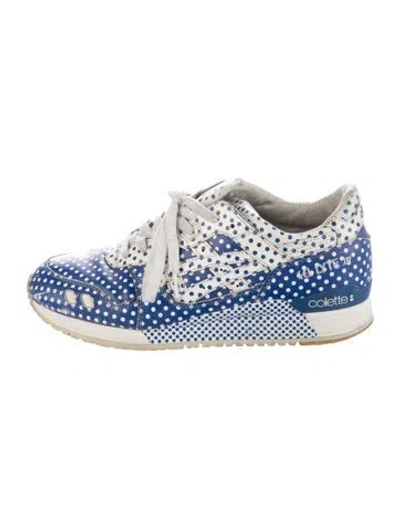Pre-owned Asics Leather Printed Sneakers In Blue