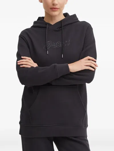 Asics Logo-print Hoodie In Black