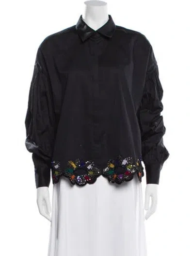 Pre-owned Asics Long Sleeve Blouse In Black