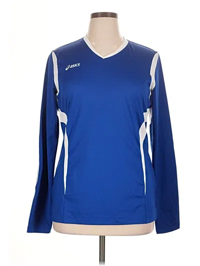 Pre-owned Asics Long Sleeve Top Blue Crew Neck Tops