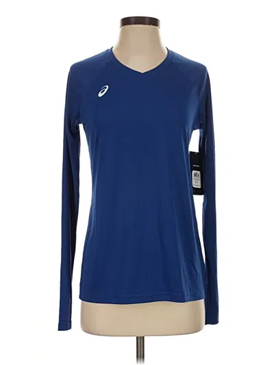 Pre-owned Asics Long Sleeve Top Blue Crew Neck Tops