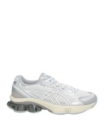 Asics Man Sneakers White Size 5.5 Textile Fibers In Silver
