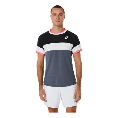 Asics Match Short Sleeve T-shirt 'grey White Black' In Gray