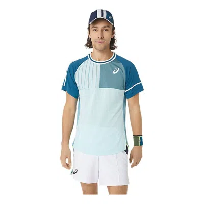 Asics Match Short Sleeve Top 'aquamarine' In Blue