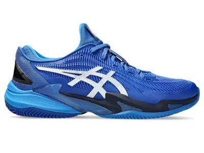 Pre-owned Asics Men's  Court Ff 3 Novak Clay Sneakers In Tuna Blue/pure Silver In Multi