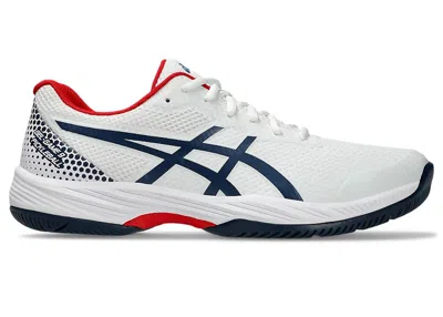 Pre-owned Asics Men's  Gelgame 9 Pickleball Sneakers In White/night Sky Blue In Multi
