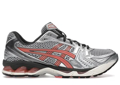 Pre-owned Asics Men's  Gelkayano 14 Silver Sneakers In White/papaya