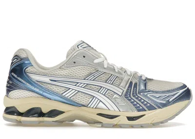 Pre-owned Asics Men's  Gelkayano 14 Sneakers In Cream/metallic Blue In Multi