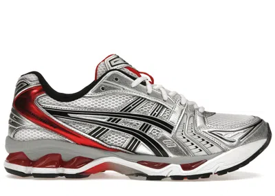 Pre-owned Asics Men's  Gelkayano 14 Sneakers In White/silver/classic Red