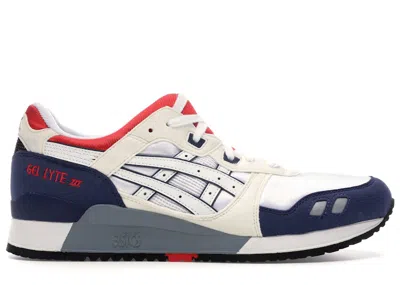 Pre-owned Asics Men's  Gellyte Iii France Sneakers In White/navy Blue Red