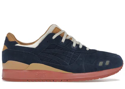Pre-owned Asics Men's  Gellyte Iii Packer Sneakers X J. Crew Buck Sneakers In Navy Blue/white