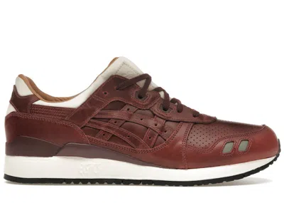Pre-owned Asics Men's  Gellyte Iii Packer Sneakers X J. Crew Leather Sneakers In Oxblood/white