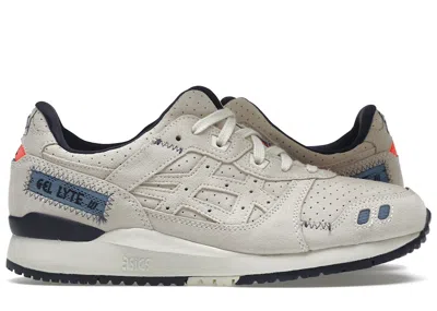 Pre-owned Asics Men's  Gellyte Iii Patchwork Sneakers In Cream/red/navy Blue