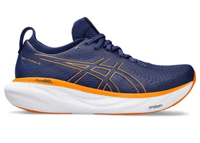 Pre-owned Asics Men's  Gelnimbus 25 Sneakers In Deep Ocean/bright Orange
