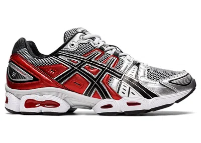 Pre-owned Asics Men's  Gelnimbus 9 Sneakers In Pure Silver/classic Red In Multi