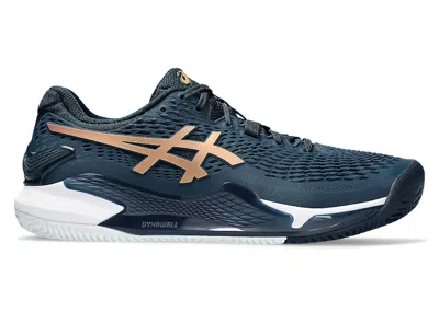 Pre-owned Asics Men's  Gelresolution 9 Clay Sneakers In French Blue/pure Gold In Multi