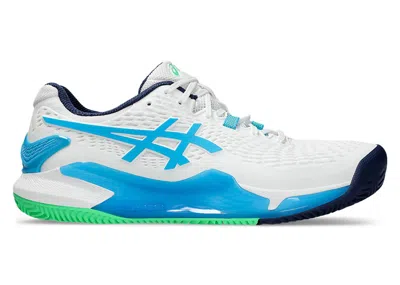 Pre-owned Asics Men's  Gelresolution 9 Clay Sneakers In White/digital Aqua
