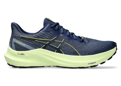 Pre-owned Asics Men's  Gt2000 12 Gtx Sneakers In Blue Expanse/safety Yellow
