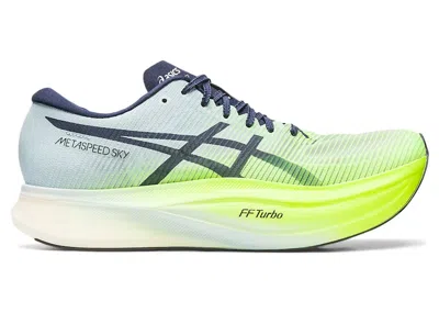 Pre-owned Asics Men's  Metaspeed + Sneakers In Hazard Green/sky Blue