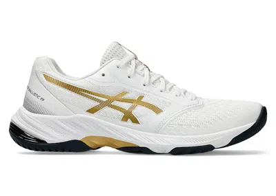 Pre-owned Asics Men's  Netburner Ballistic Ff 3 Sneakers In White/pure Gold