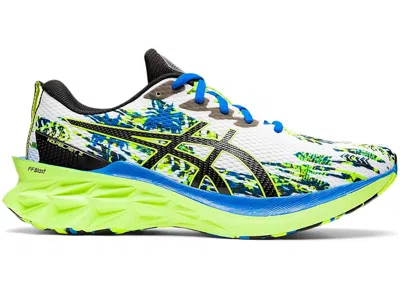 Pre-owned Asics Men's  Novablast 2 Run Faster Lime Green Sneakers In White/black/blue