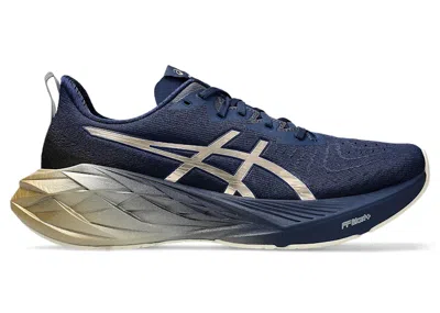 Pre-owned Asics Men's  Novablast 4 Platinum Sneakers In Blue Expanse/champagne In Multi