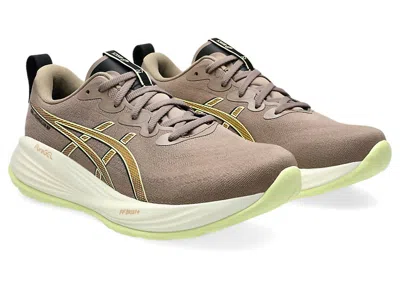 Asics Men's Gel Cumulus 27 Wide Shoe In Taupe Grey/black In Brown