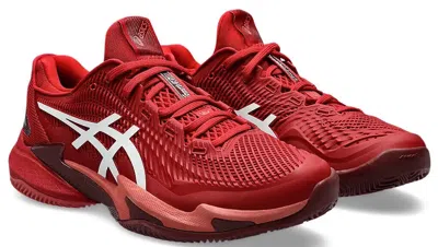 Pre-owned Asics Mens  Court Ff 3 Novak Clay Cranberry White Mesh Tennis Shoes In Red