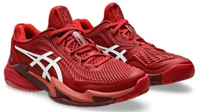 Pre-owned Asics Mens  Court Ff 3 Novak Cranberry White Air Mesh Tennis Shoes Authentic