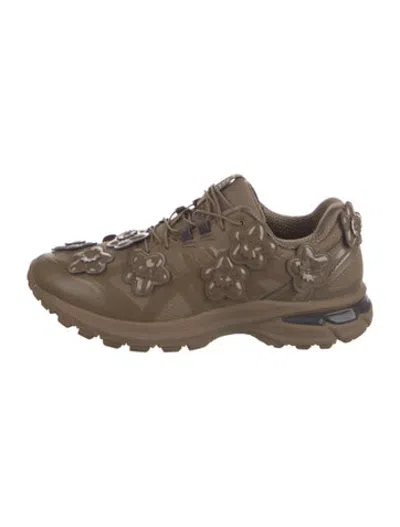 Pre-owned Asics Mesh Floral Print Athletic Sneakers In Brown