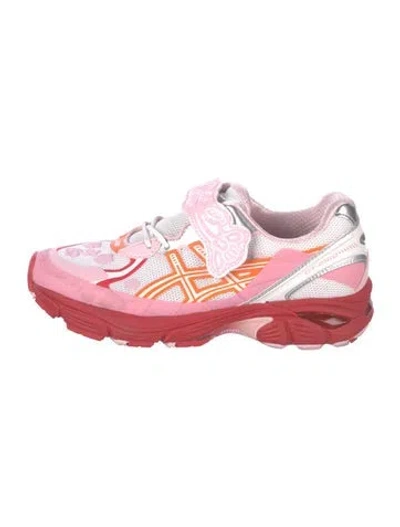 Pre-owned Asics Mesh Graphic Print Athletic Sneakers In Pink/red
