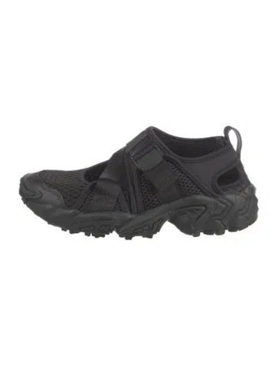 Pre-owned Asics Mesh Leather Trim Embellishment Athletic Sneakers In Black