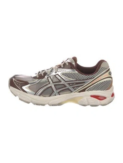 Pre-owned Asics Mesh Leather Trim Embellishment Athletic Sneakers In Brown