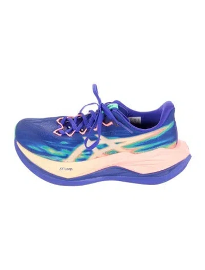 Pre-owned Asics Mesh Printed Athletic Sneakers In Blue